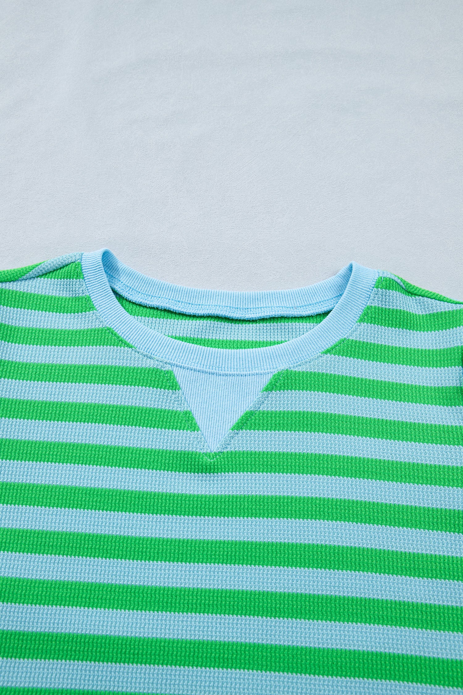Green Stripe Puff Short Sleeve T Shirt Matching Shorts Set