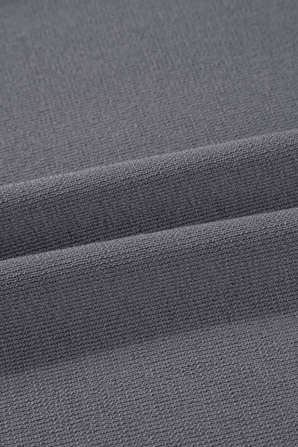 Medium Grey Contrast Trim Half Sleeve Top Drawstring Pants Loose 2pcs Sweater Suit