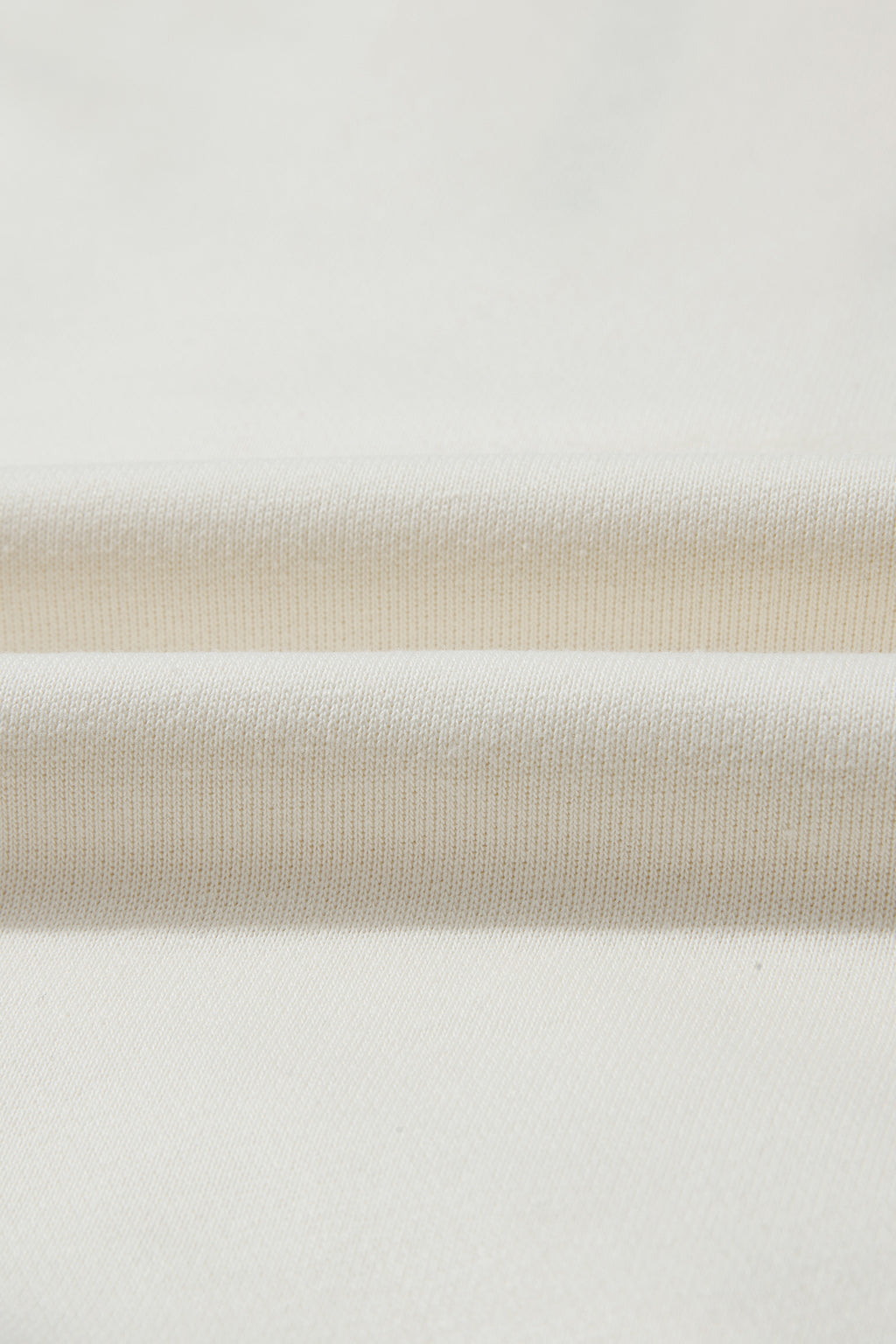 Beige Solid Color Textured Sleeve Patchwork Half Zip Hoodie