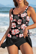 Black Scoop Neck Adjustable Tankini and Matching Skort Bathing Suit