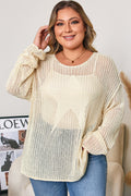 Parchment Hollow Out Knit Star Pattern Accent Plus Size Jumper
