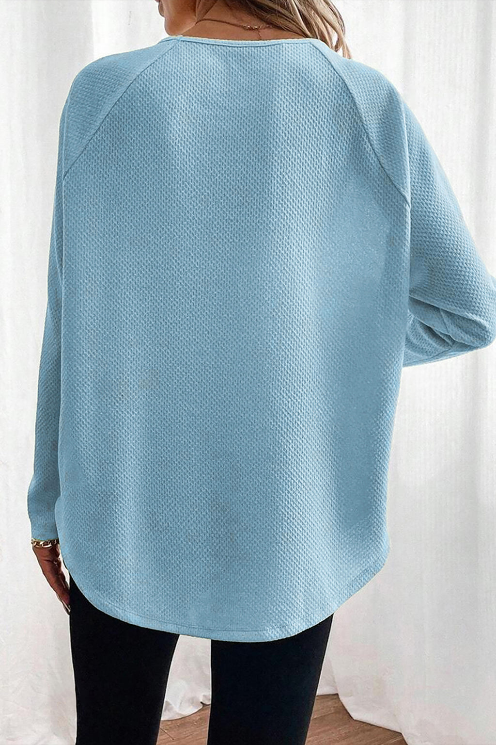 Myosotis Textured Raglan Sleeve Knit Loose Top