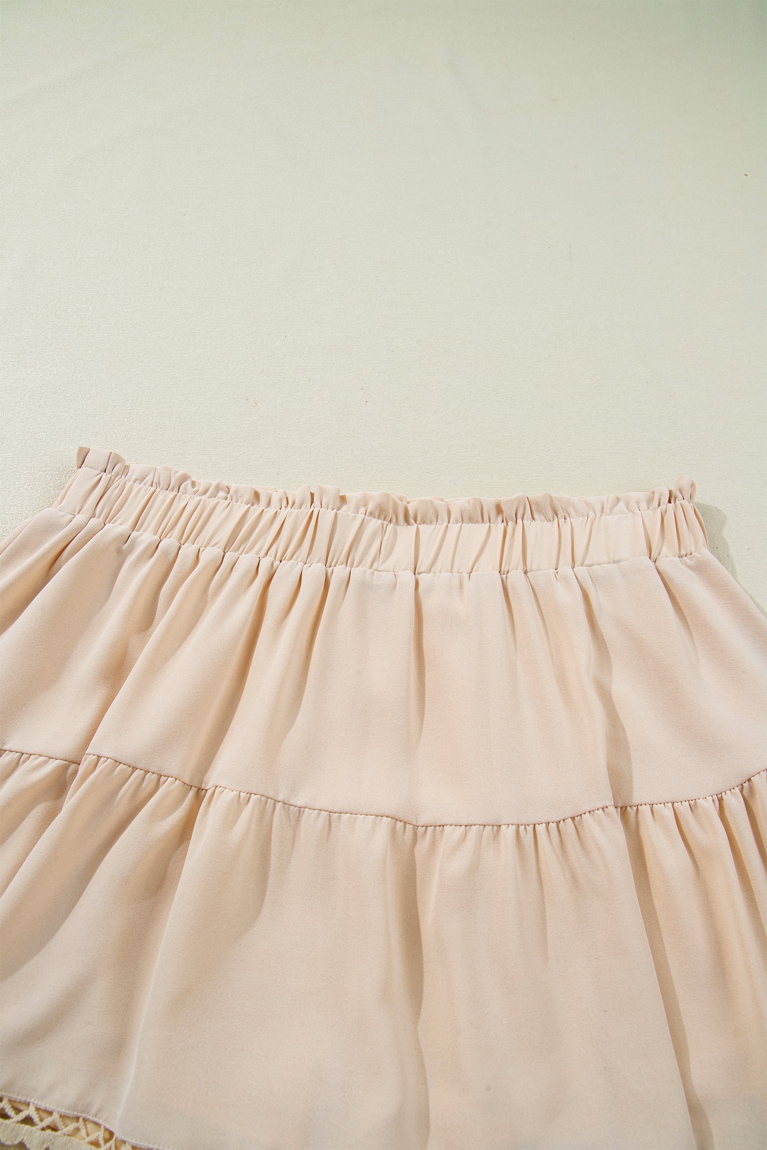 Parchment Plus Size Frilled Elastic Waist Lace Trim Boho Ruffled Shorts