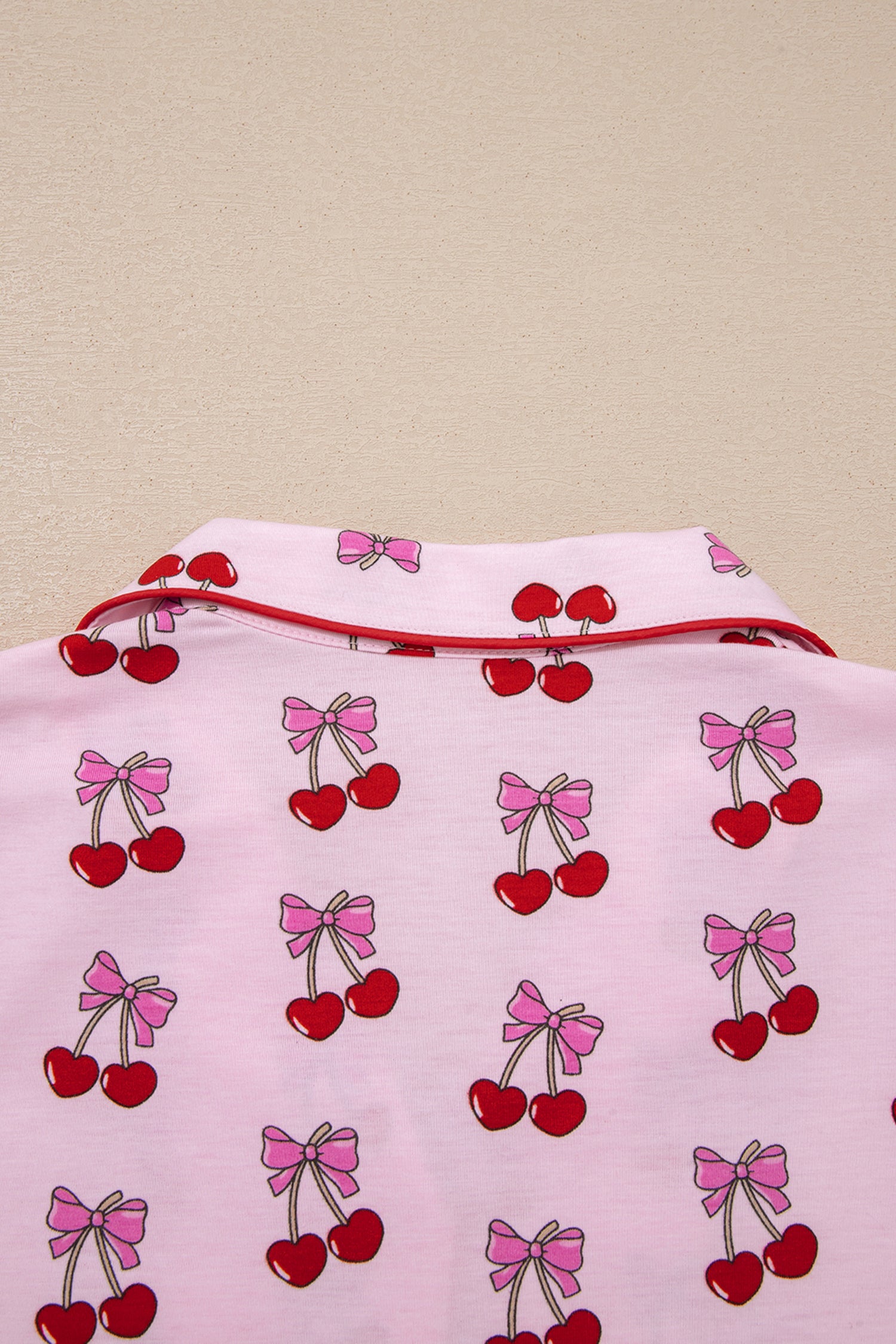 Pink Cherry/Bow Print Short Pajama Set