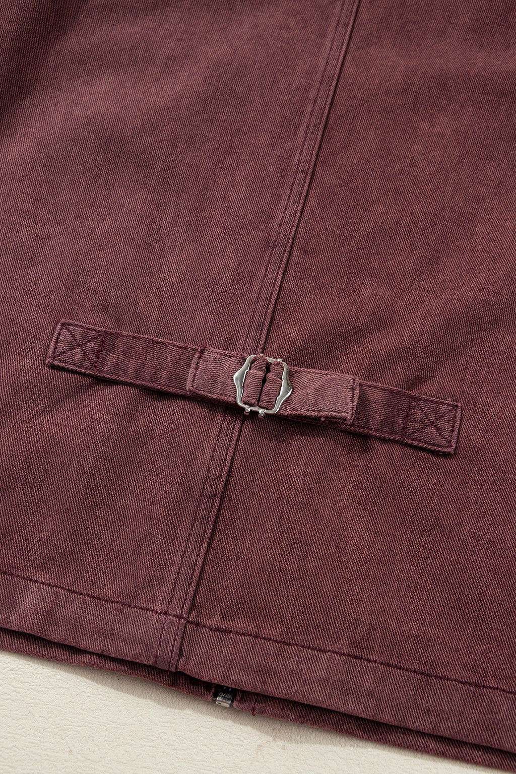 Coffee Corduroy Collar Zipped Front Denim Jacket