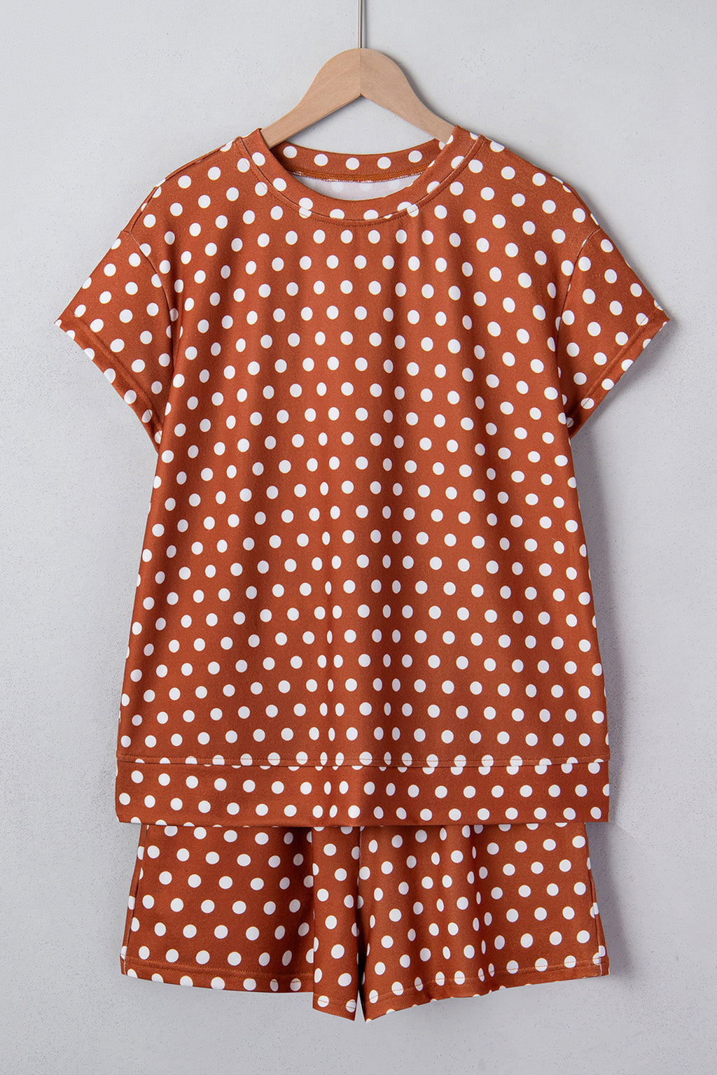 Brown Polka Dot Print Short Set
