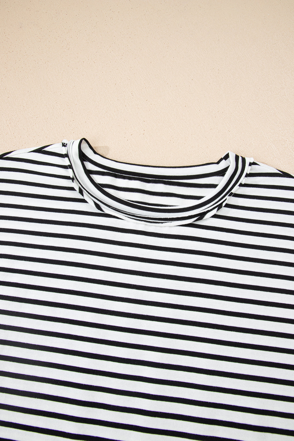 Black Stripe Floral Puff Sleeve Patchwork Round Neck Loose Top