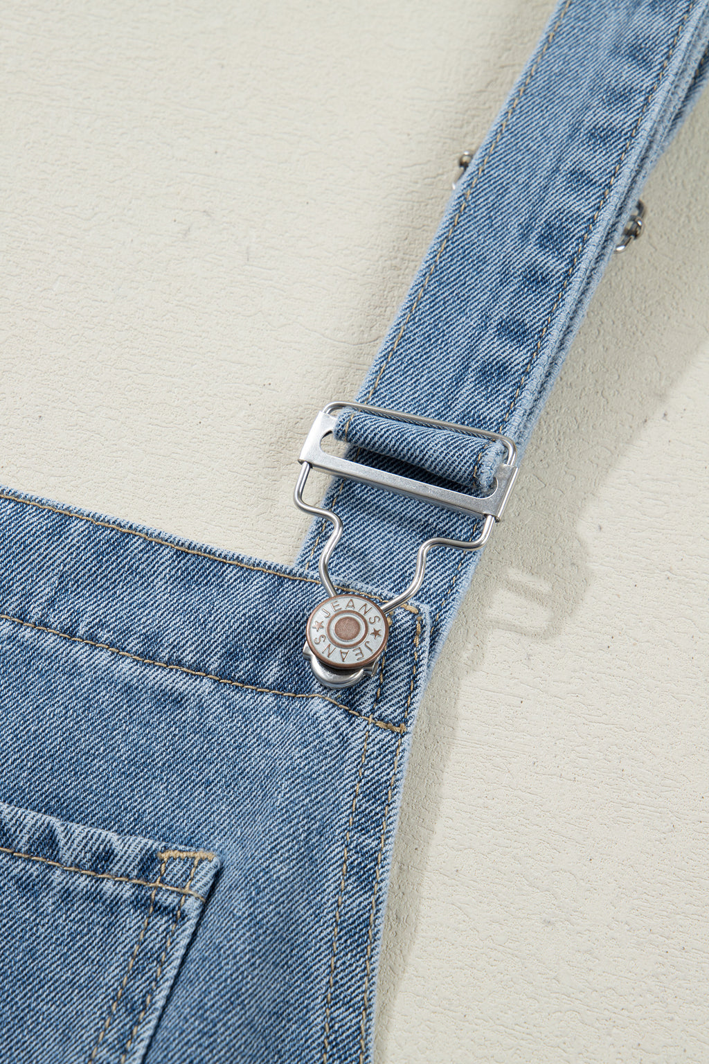 Dusk Blue Pleated Wide Leg Retro Pocketed Denim Jumpsuit