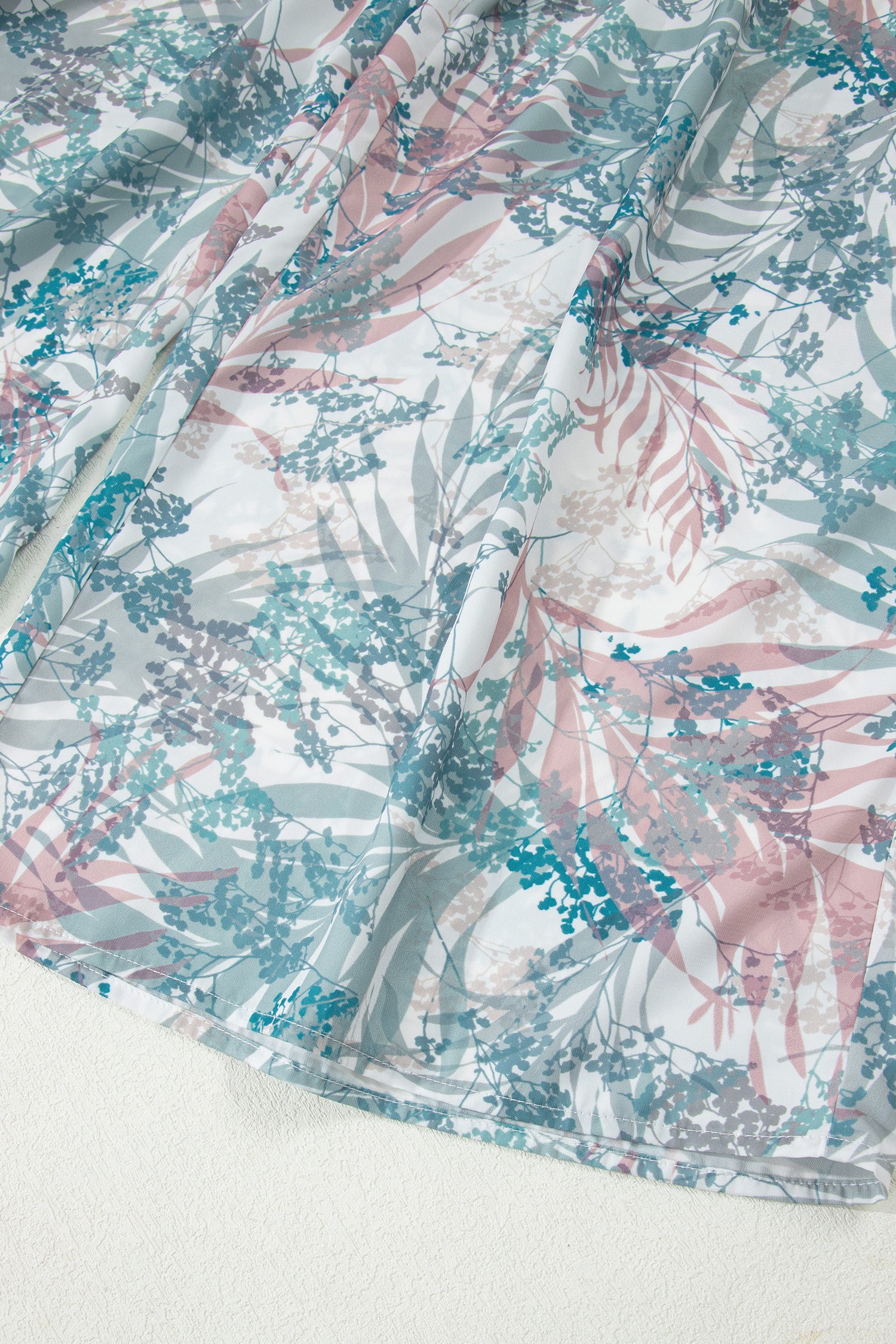 Green Tropical Palm Printed Cropped Tank Drawstring Wide Leg Pant Set