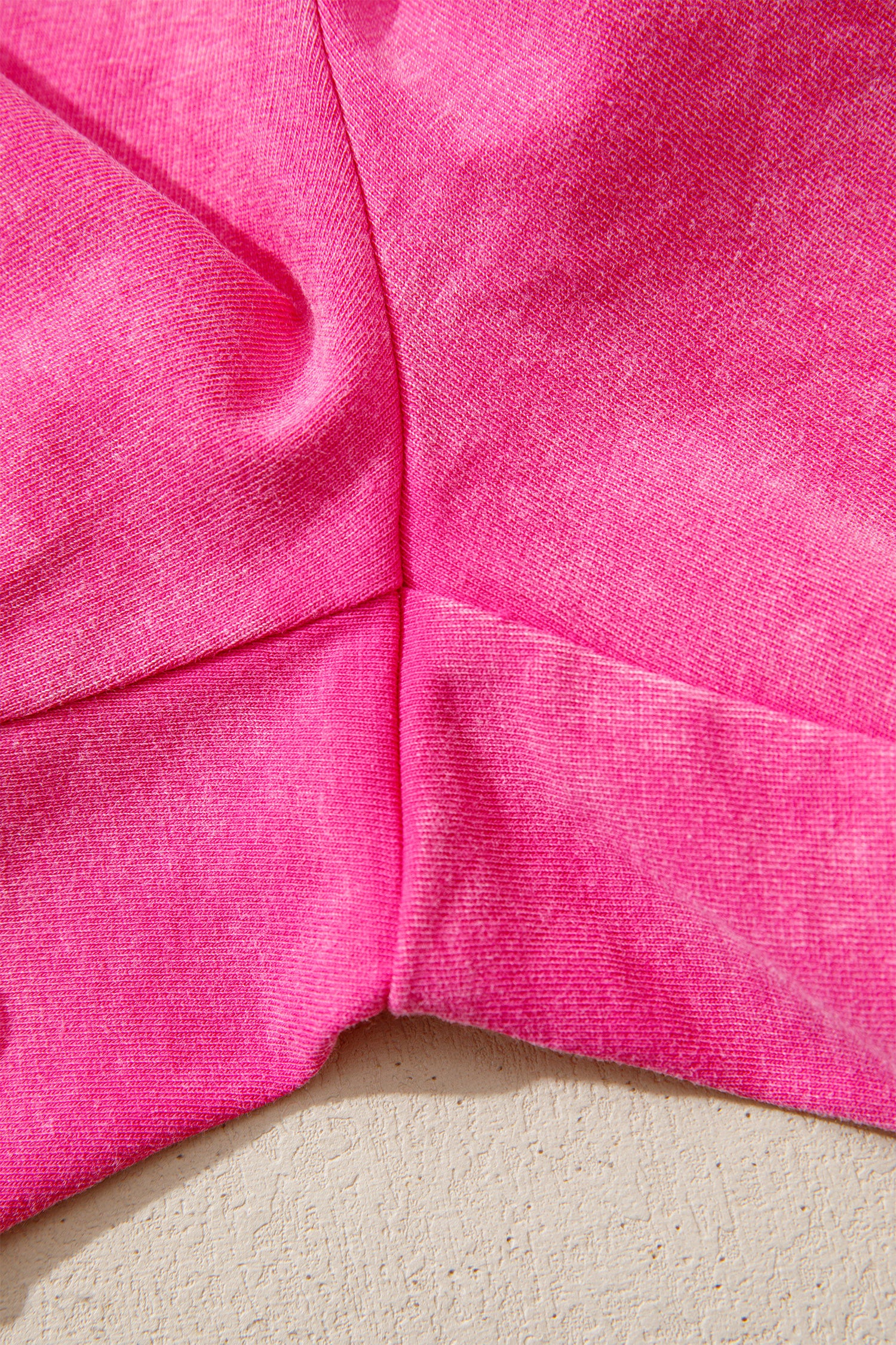 Rose Red Mineral Washed Drawstring Elastic Waist Raw Cut Shorts