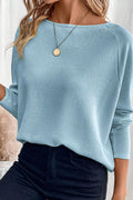 Myosotis Textured Raglan Sleeve Knit Loose Top
