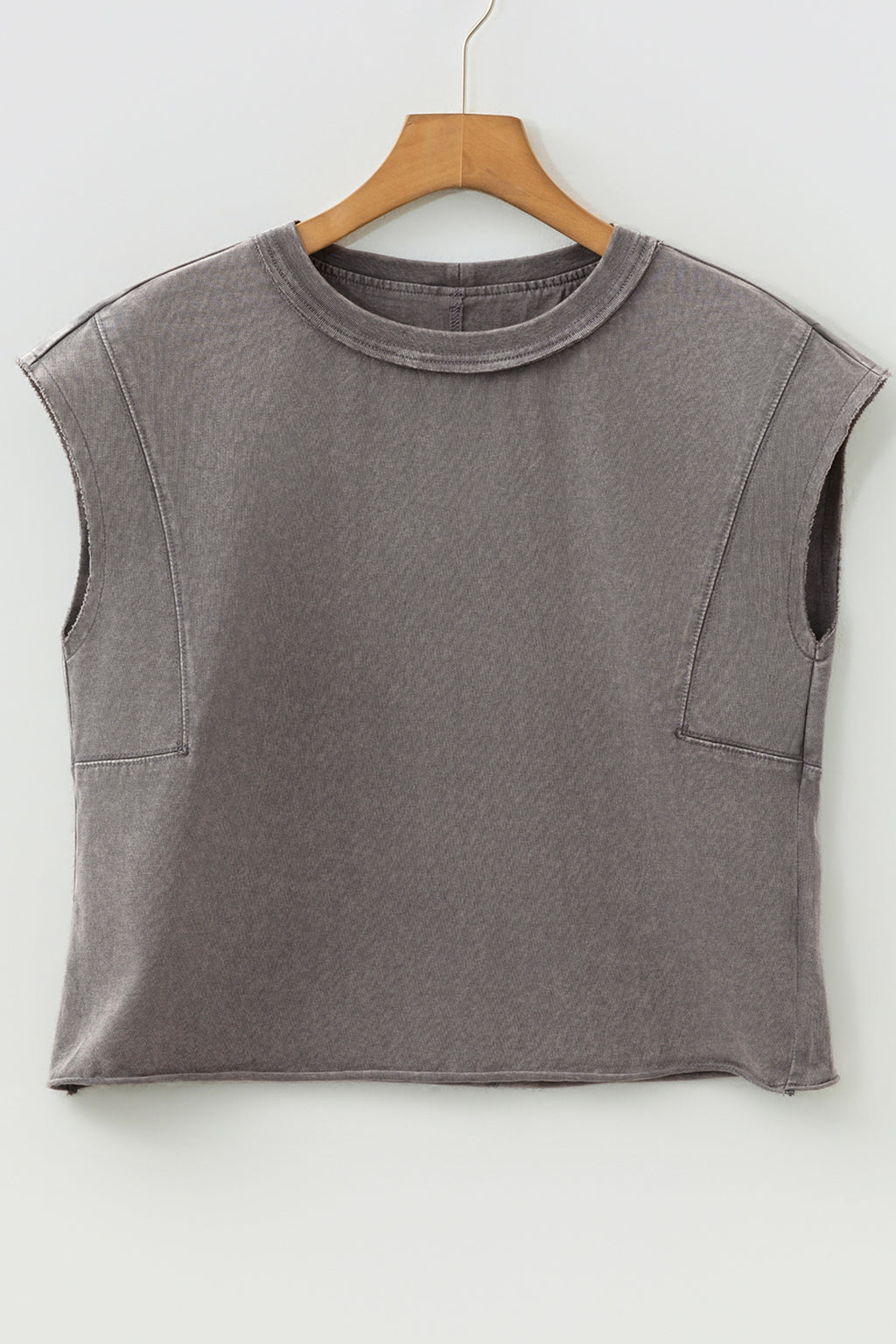 Medium Grey Mineral Wash Boxy Fit Cotton Tank Top