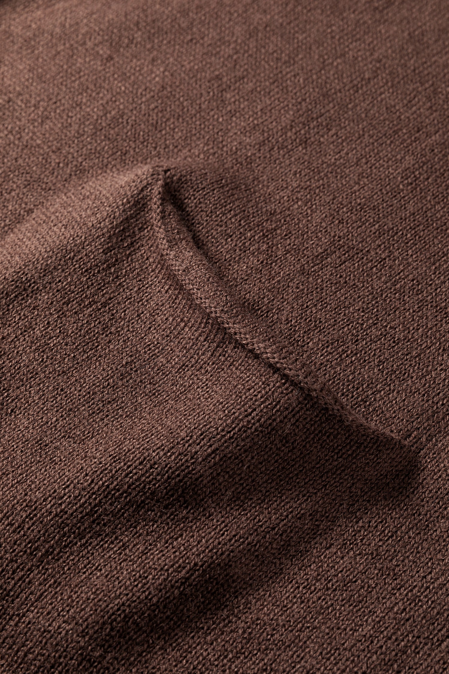 Dark Brown Ribbed Deep V Neckline Front Pocketed Loose Tunic Sweater Vest