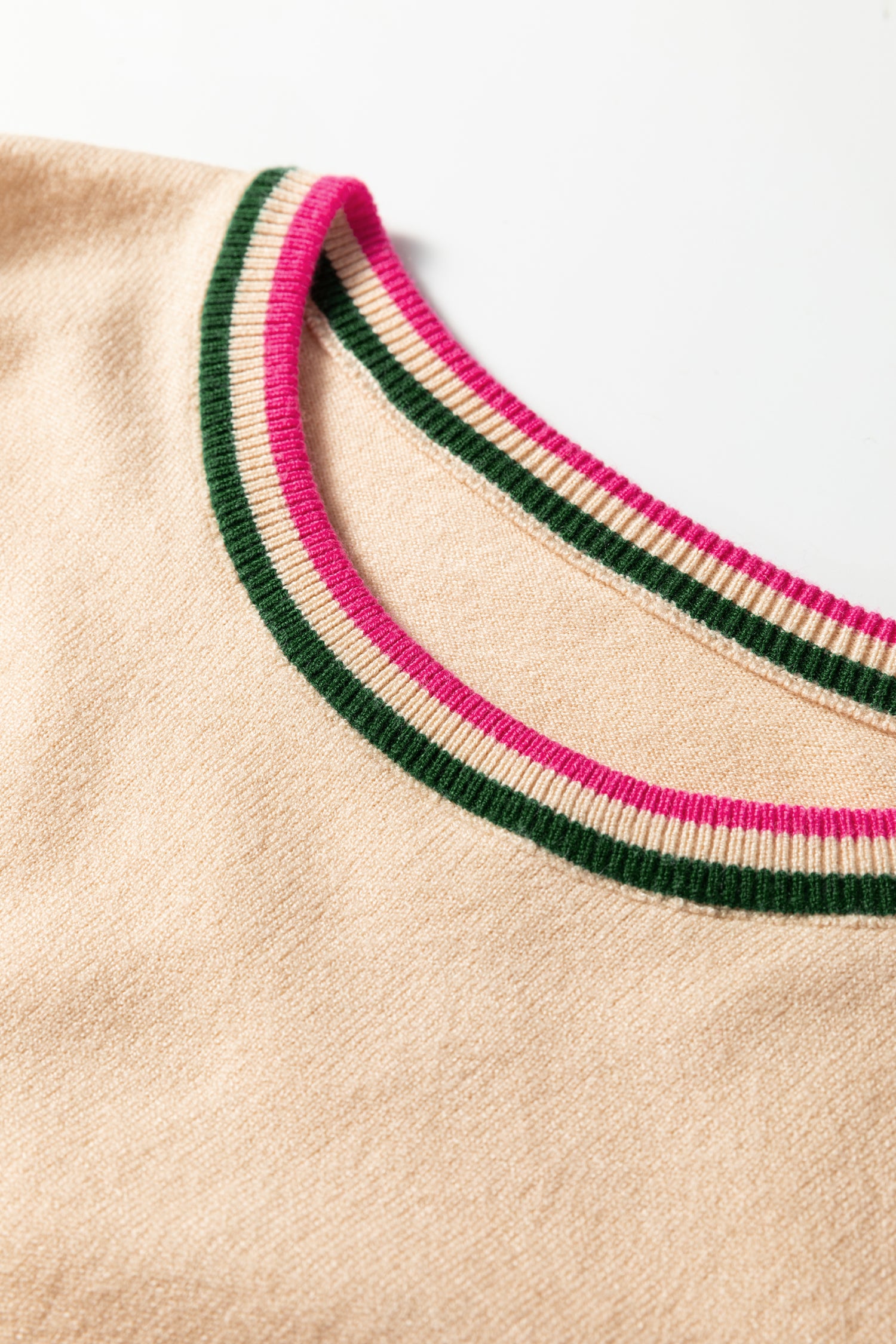 Apricot Floral Patchwork Shirred Cuff Puff Sleeve Sweater