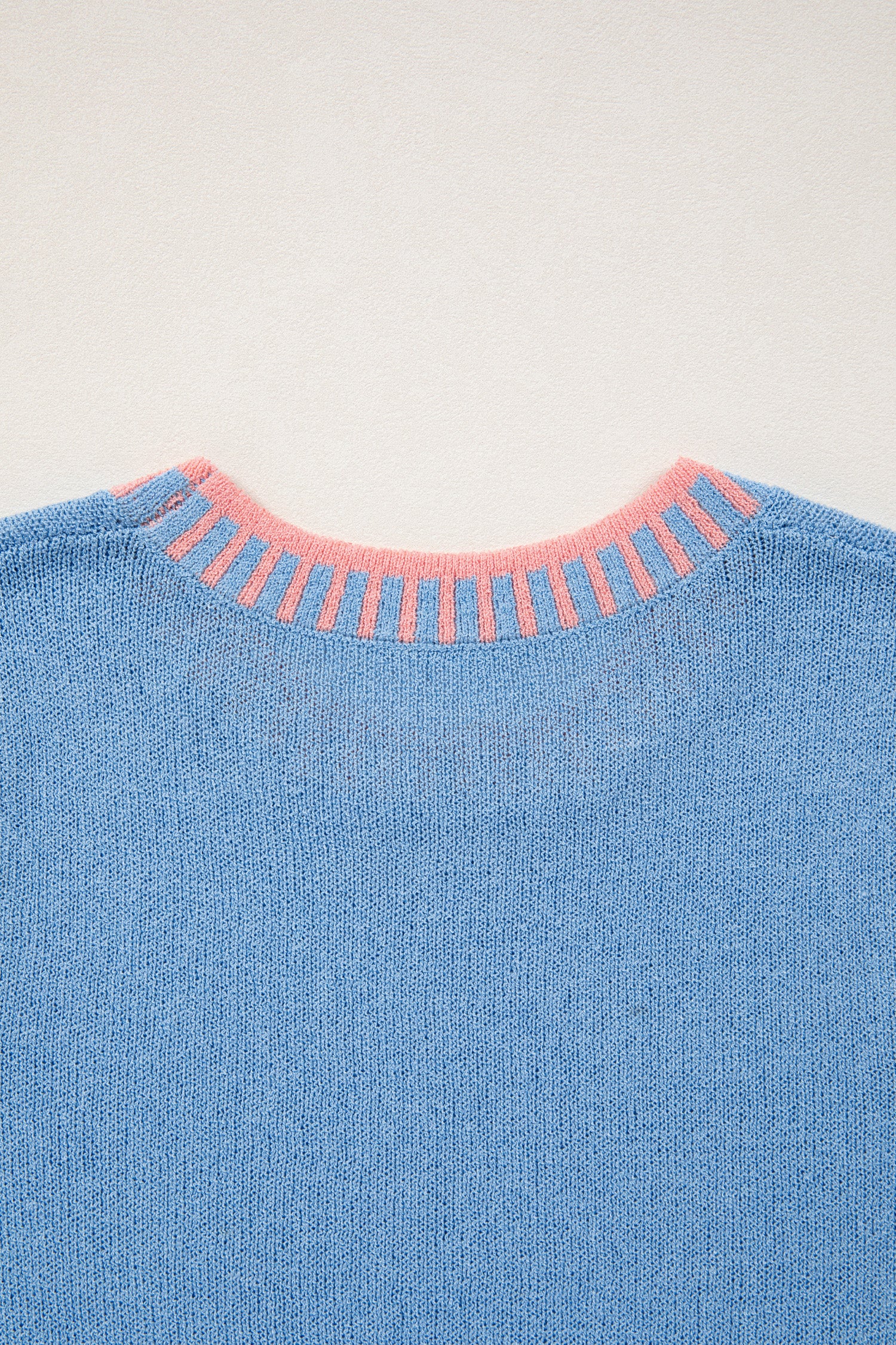 Sky Blue Contrast Trim Round Neck Sleeveless Sweater