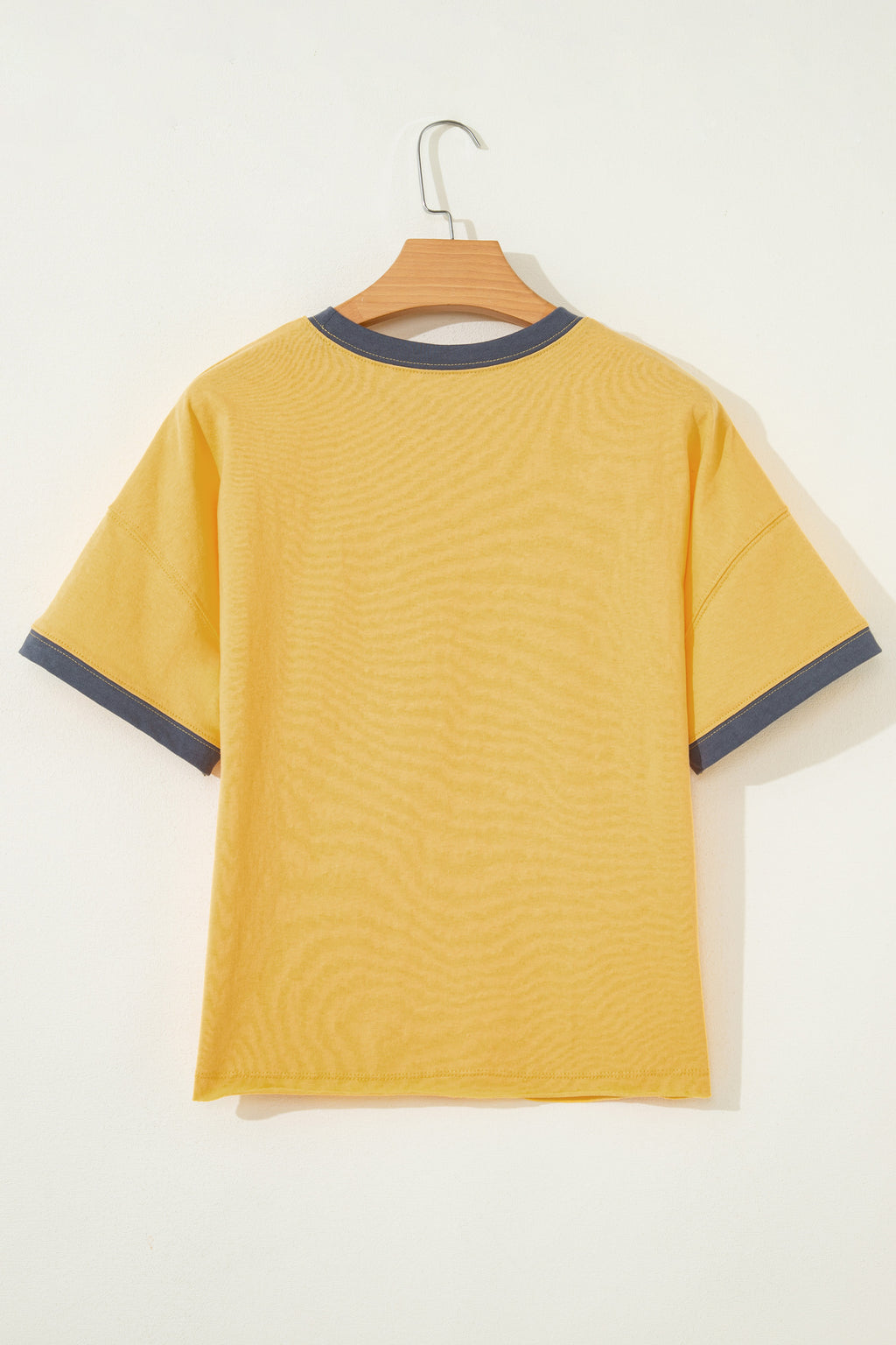 Banana Cream Contrast Trim Raw Hemline Short Sleeve Loose Top