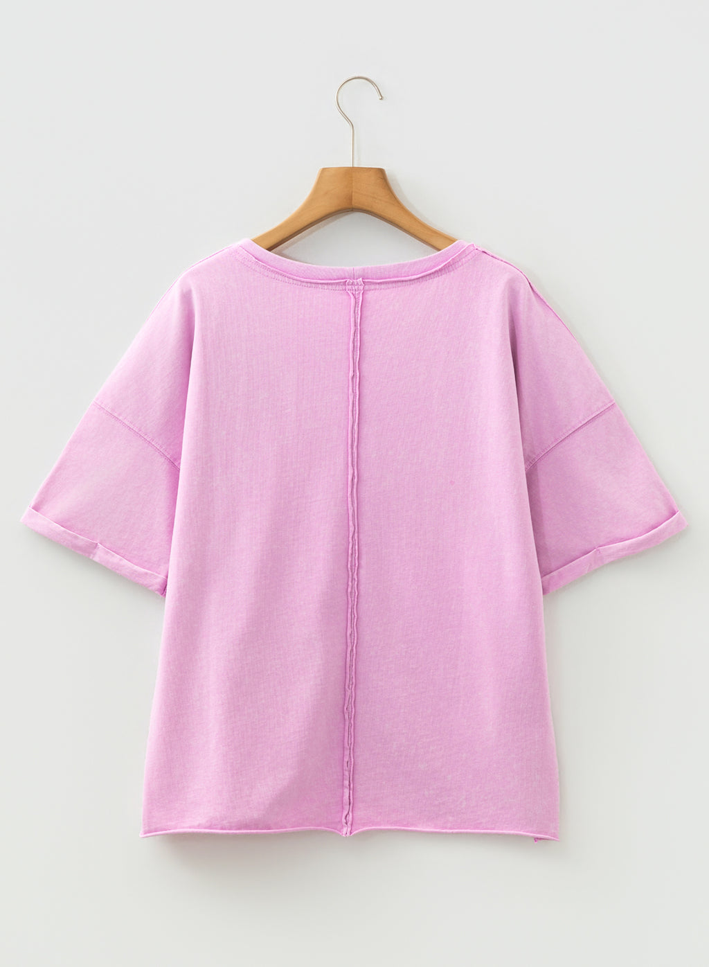 Lavendula Mineral Wash Drop Shoulder Raw Edge Loose Tee