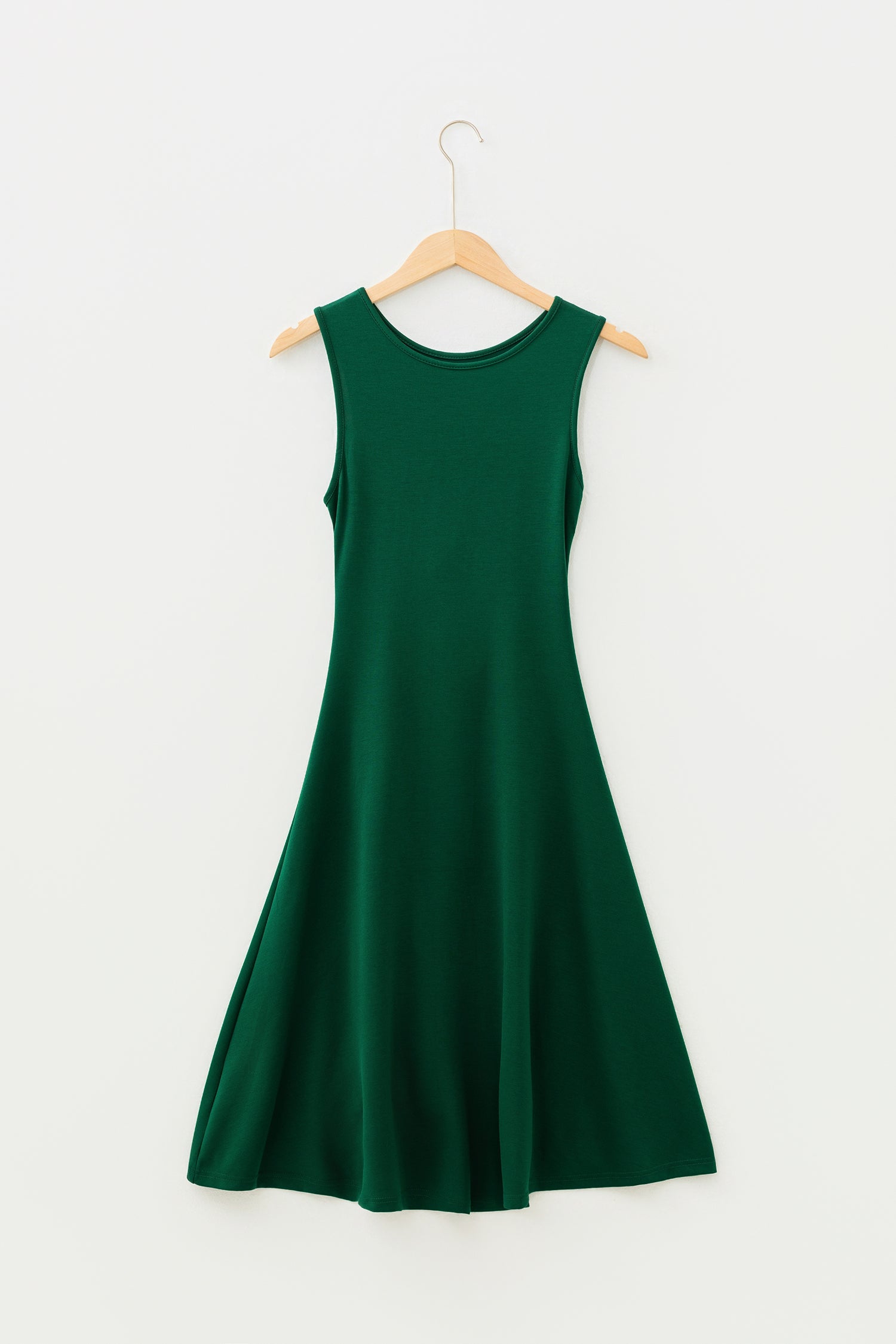 Blackish Green Solid Color Round Neck Ruched Detail Sleeveless Mini Dress