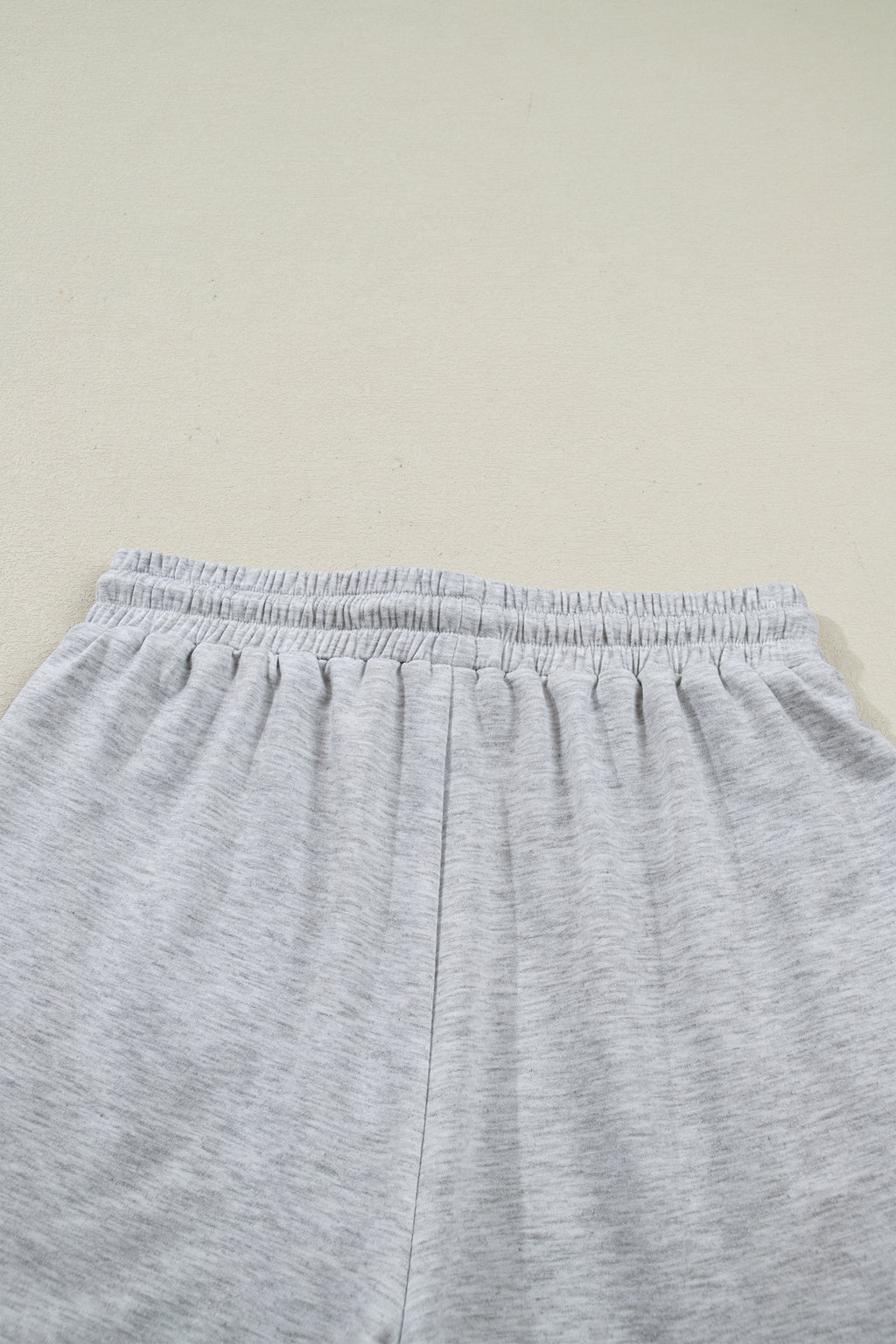 Light Grey Collared V Neck Tee Drawstring Elastic Waist Shorts 2pcs Outfit