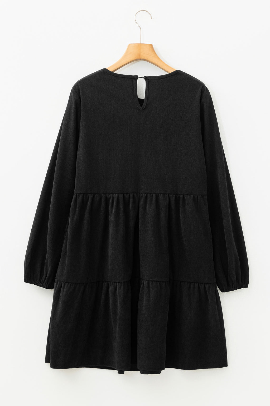 Black Lantern Sleeve Tiered Mini Dress