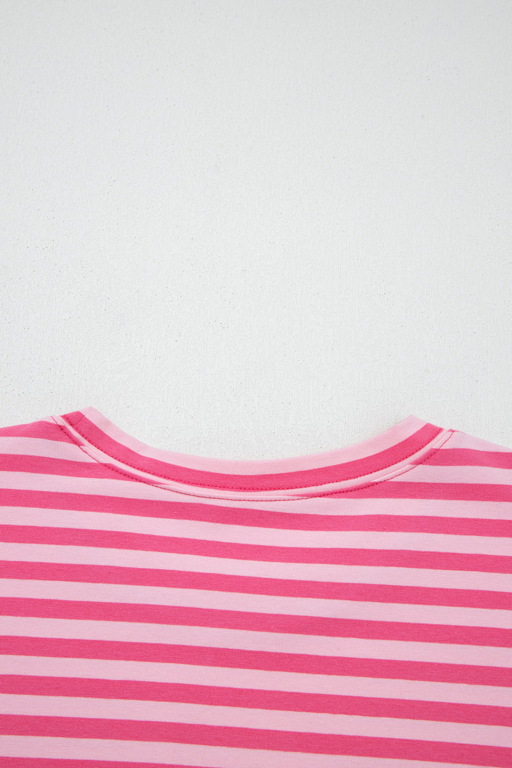 Rose Stripe Drop Shoulder Round Neck Top and Buttoned Straight Pants Two Piece Set