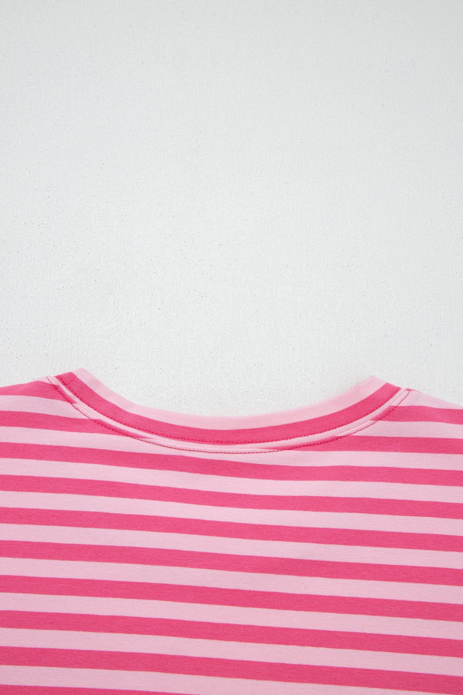 Rose Stripe Drop Shoulder Round Neck Top and Buttoned Straight Pants Two Piece Set