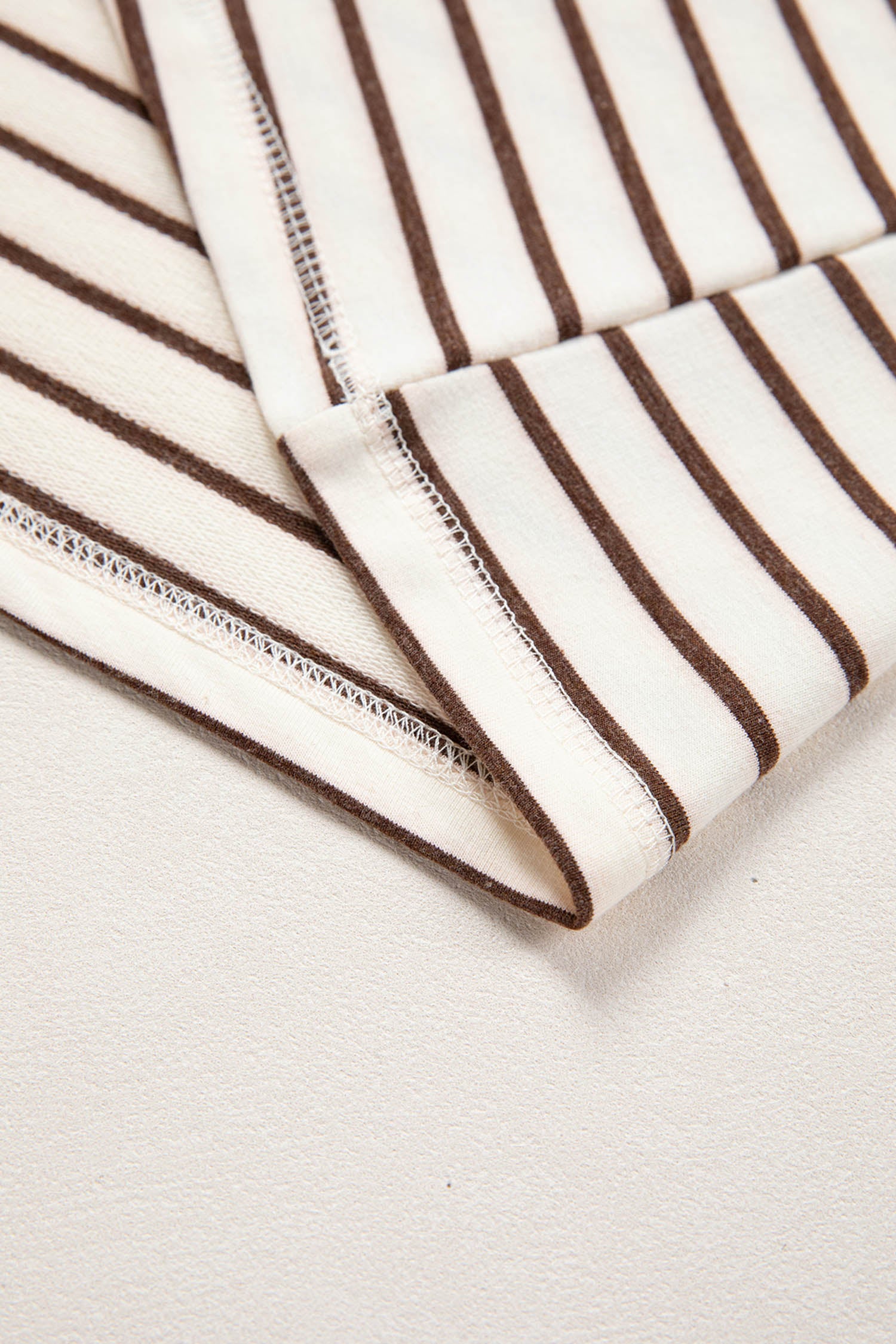 Brown Stripe Ribbed Round Neck Trim Loose Tank Top