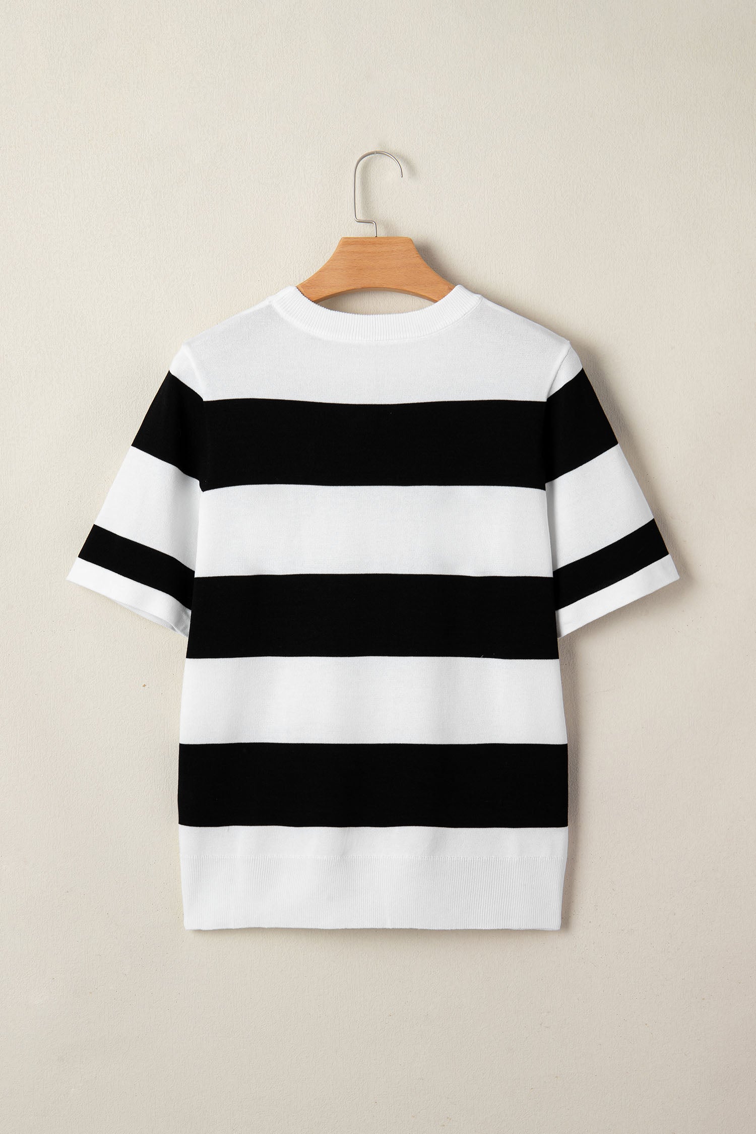 Black Stripe Colorblock Striped Knitted T shirt