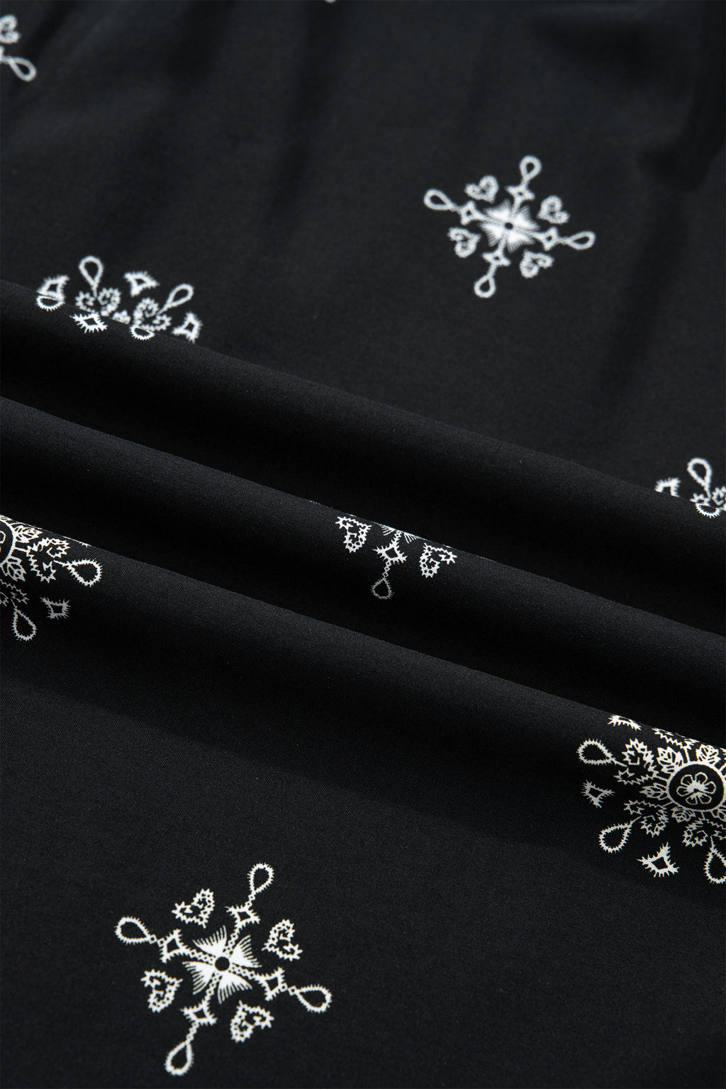 Black Boho Chic Notched V Neck Plus Floral Short Sleeve Top