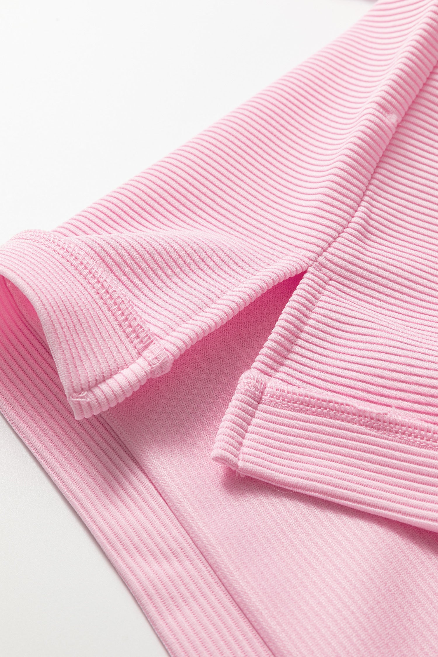 Pink Drop Shoulder Long Sleeve Plus Size Ribbed Top