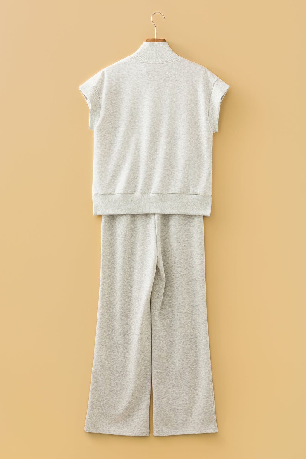 Light Grey Half Zip Polo Tee Casual Pant Set