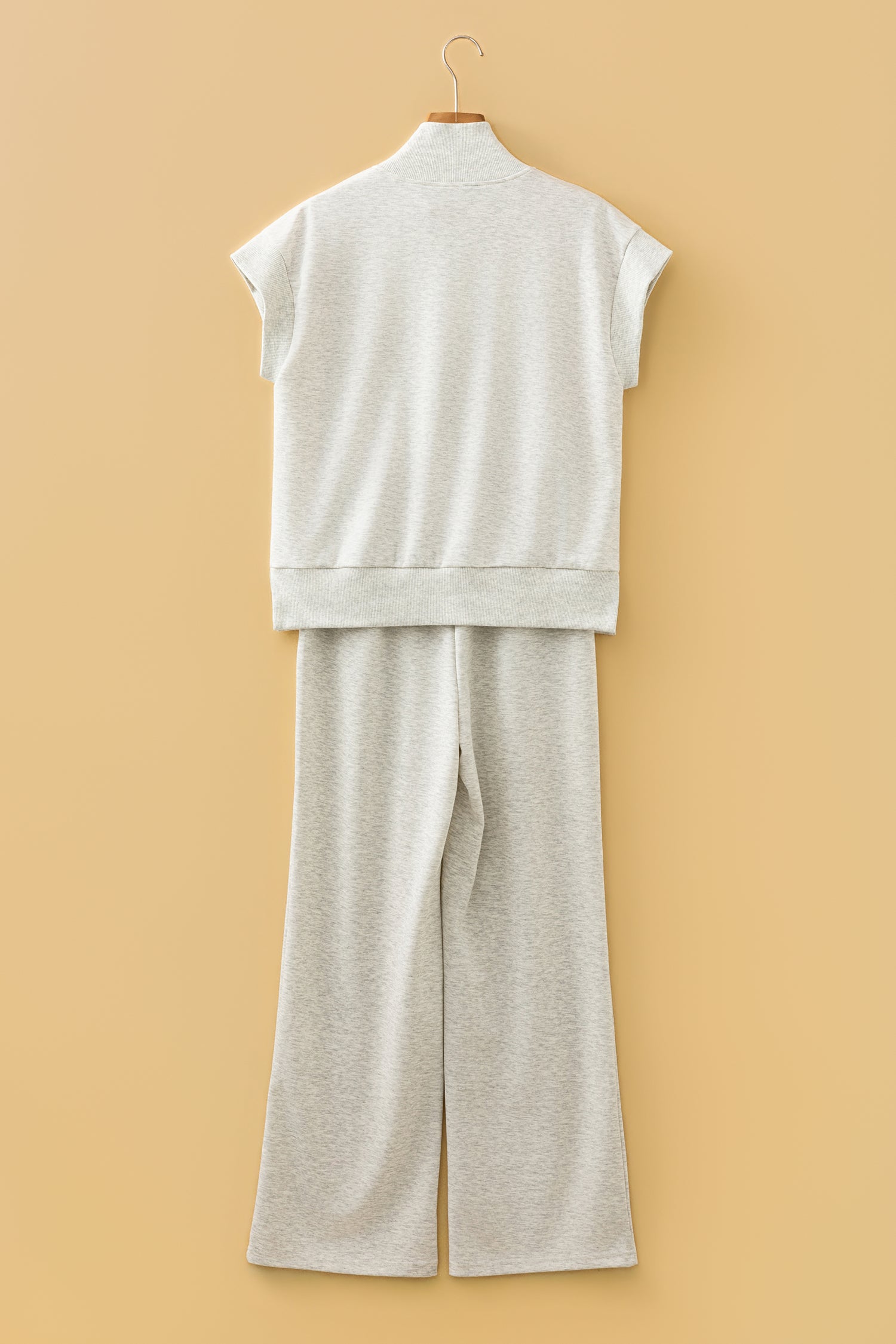 Light Grey Half Zip Polo Tee Casual Pant Set