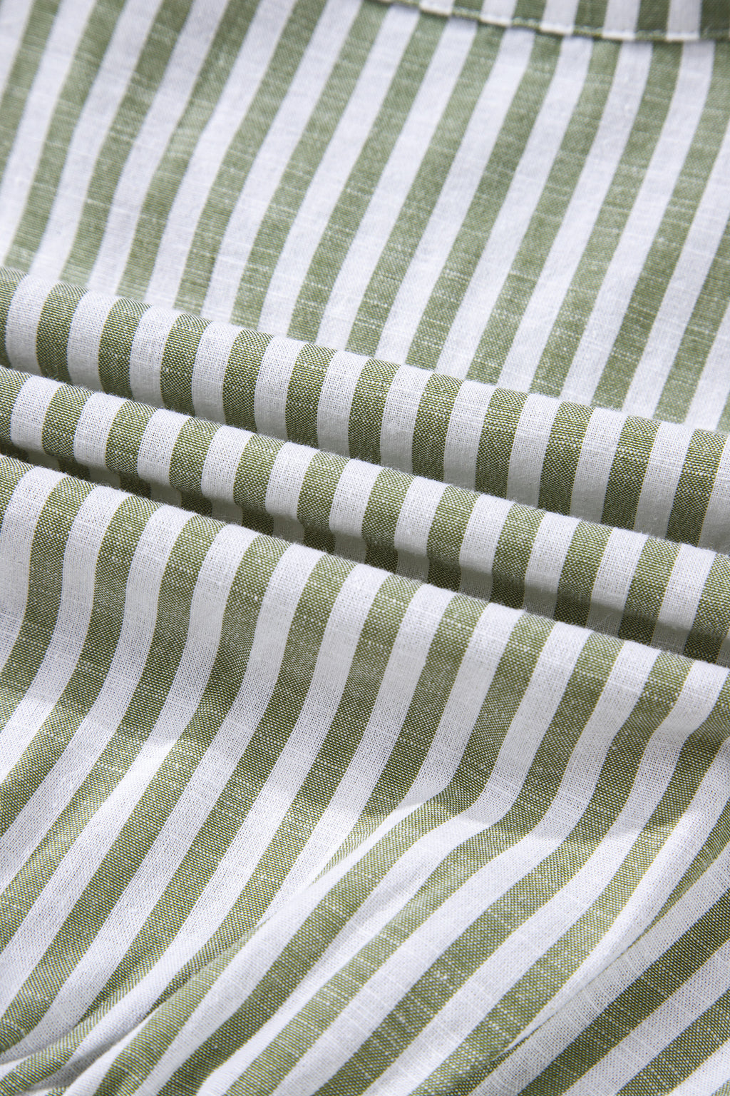 Green Stripe Tasseled Tie Neck Ruffled Short Sleeve Tiered Flattering Dress