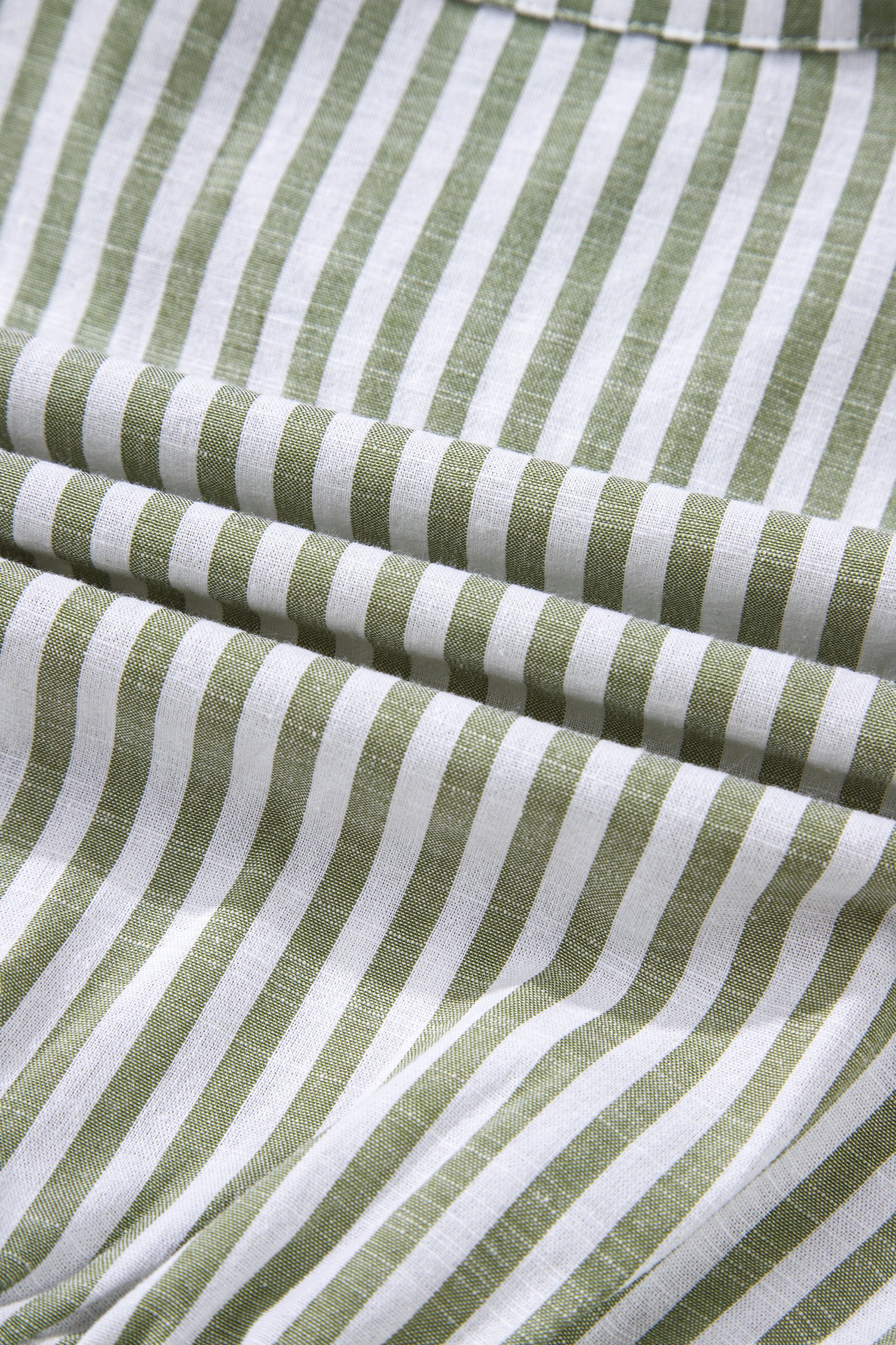 Green Stripe Tasseled Tie Neck Ruffled Short Sleeve Tiered Flattering Dress