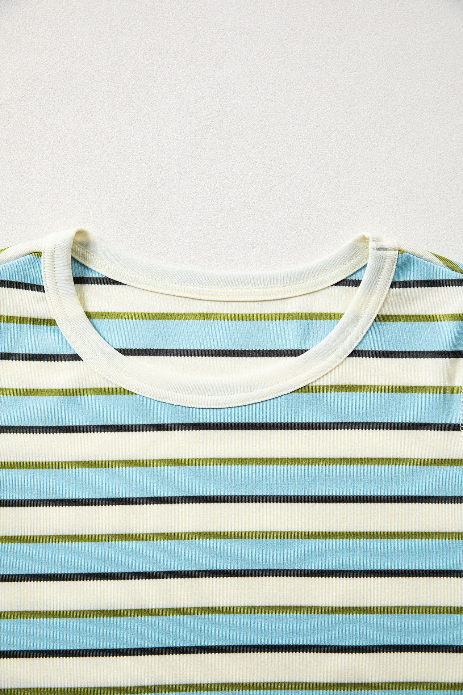 Multicolour Striped Round Neck Ribbed Knit Long Sleeve Top