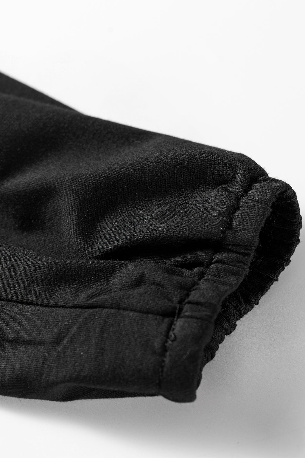 Black Smocked Bust Buttoned Split V Neck Flow Fit Blouse