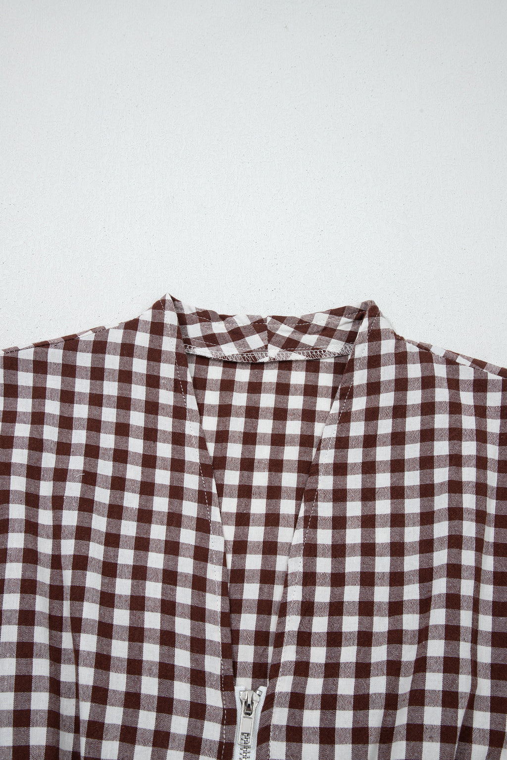 Coffee Plaid Print Full Zipper Cinched Waist Fit Flare Sleeveless Maxi Dress