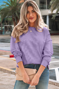Lavendula Horizontal Ribbed Exposed Seam Detail Drop Shoulder Baggy Pullover