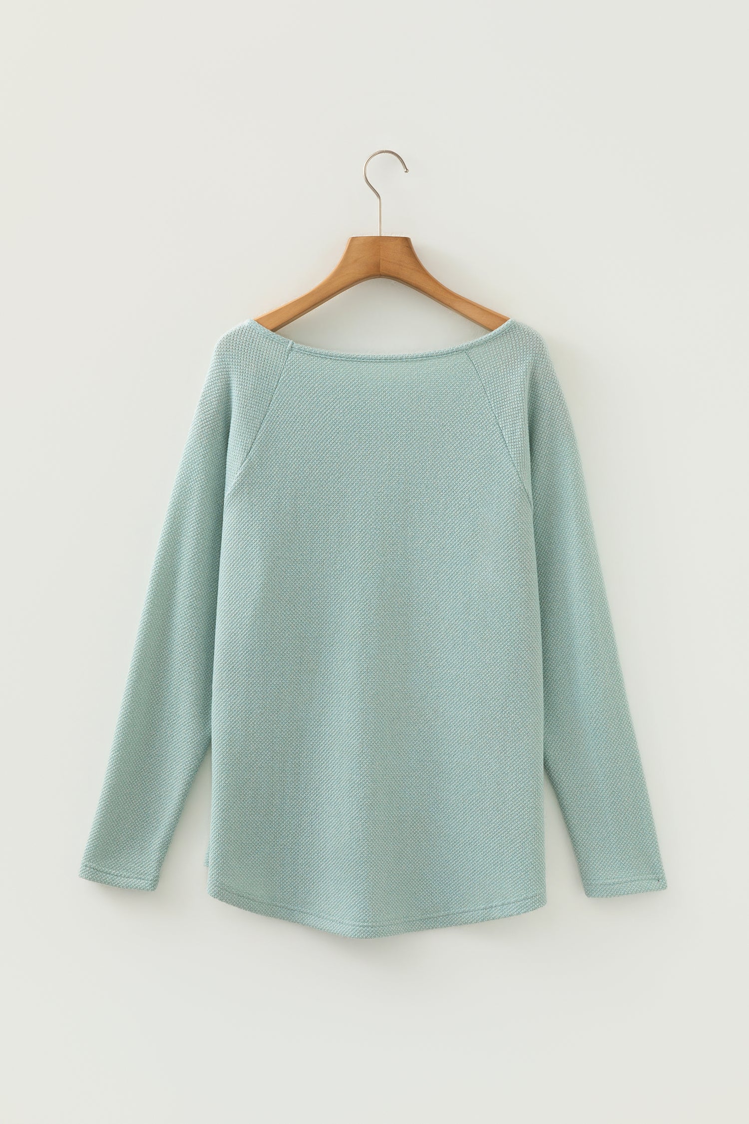 Moonlight Jade Textured Raglan Sleeve Knit Loose Top