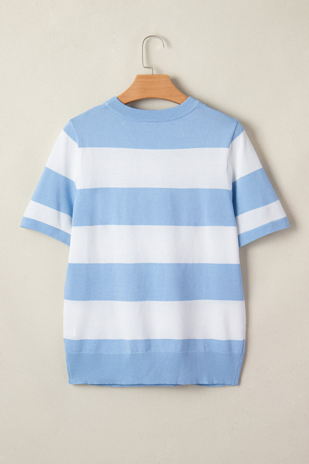Sky Blue Stripe Colorblock Striped Knitted T shirt
